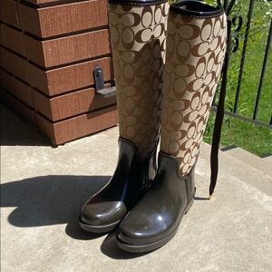 Coach Signature Pattern Winter Rain Boots